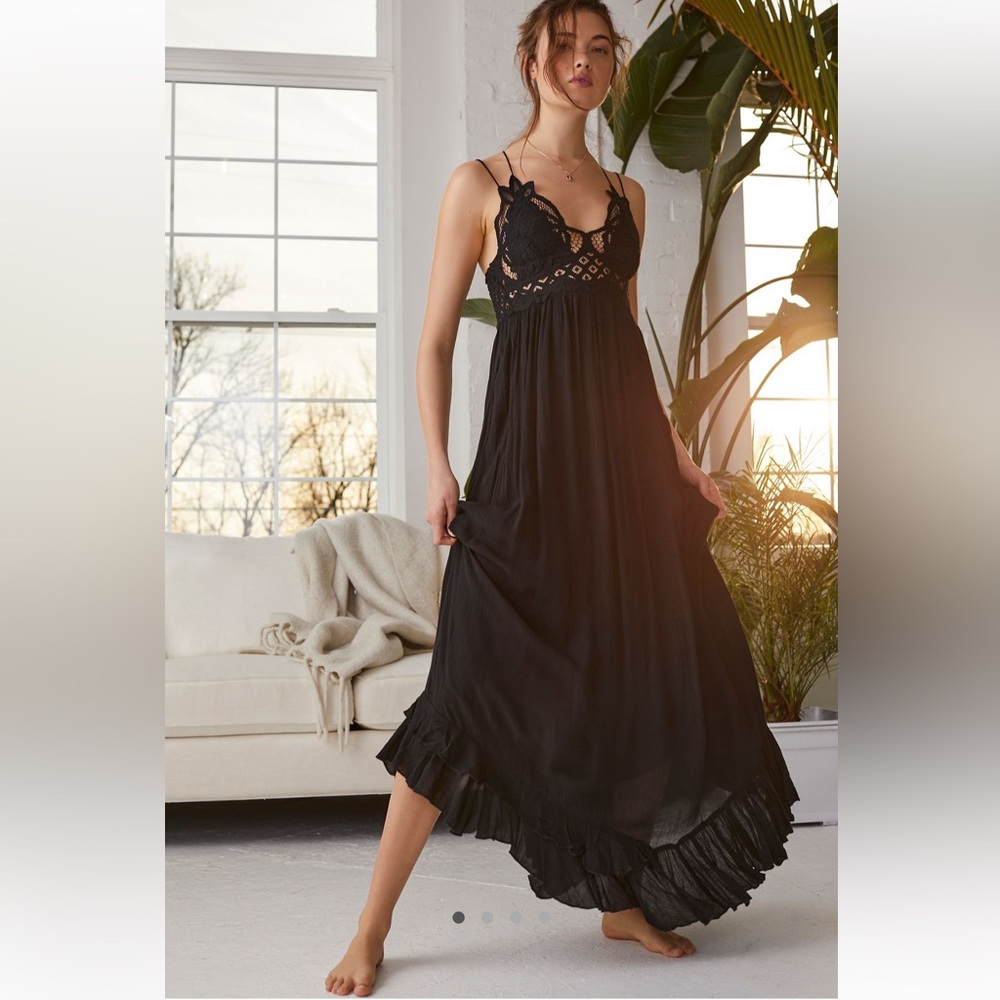 One Adela Free People Maxi Slip - Size Medium, Turquoise